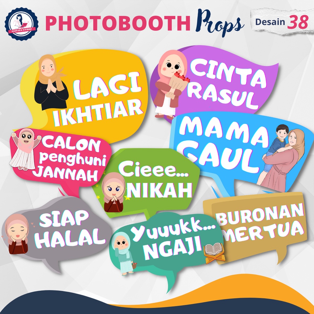 Photobooth props / Aksesoris foto / properti tulisan foto / dekorasi foto anak islami ulang tahun bi