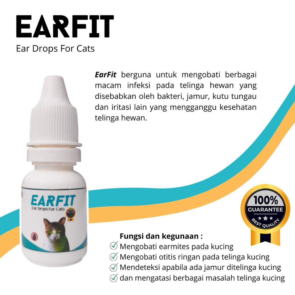 EARFIT Obat Tungau Kutu Telinga Kucing Earmites Ampuh Mengobati Conge Otitis Kuping Kucing