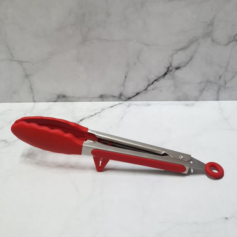 kitchen silicone tongs with holder / capit makanan dengan dudukan