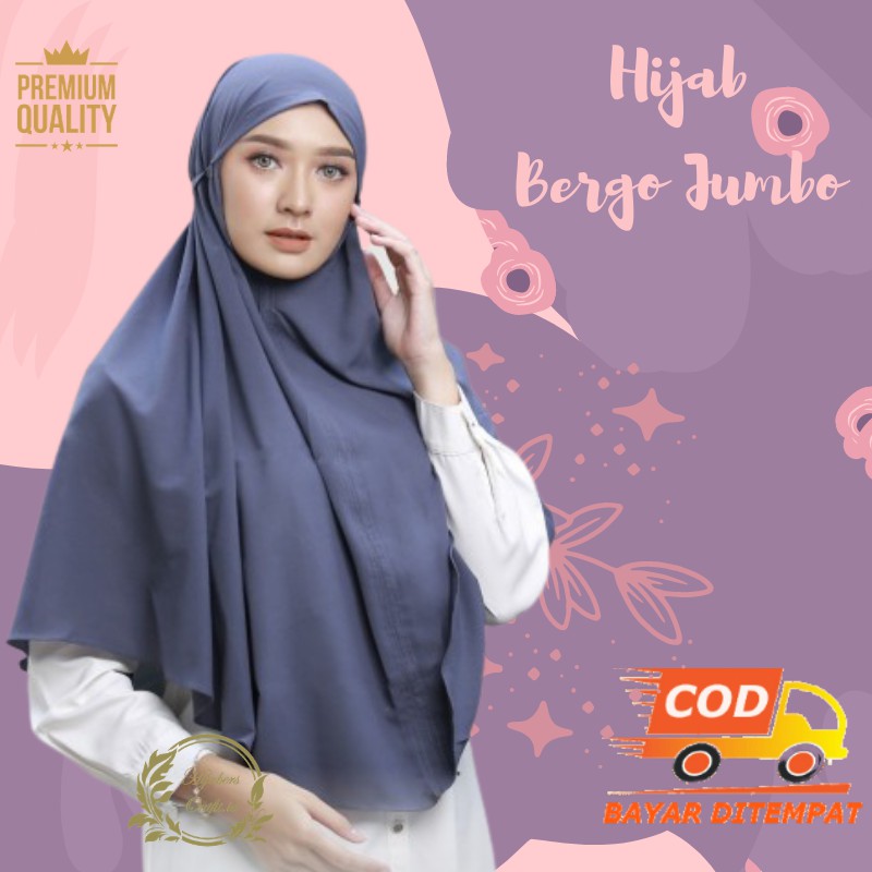 Hijab Hannah Bergo Jumbo Diamond Kerudung Premium Jilbab High Quality Terlaris Hijab Ibu2 Syari