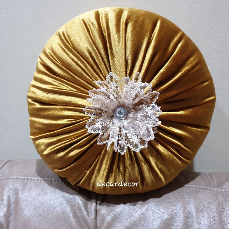 bantal bulat mewah beludru - bantal mewah - bantal sofa - bantal kursi