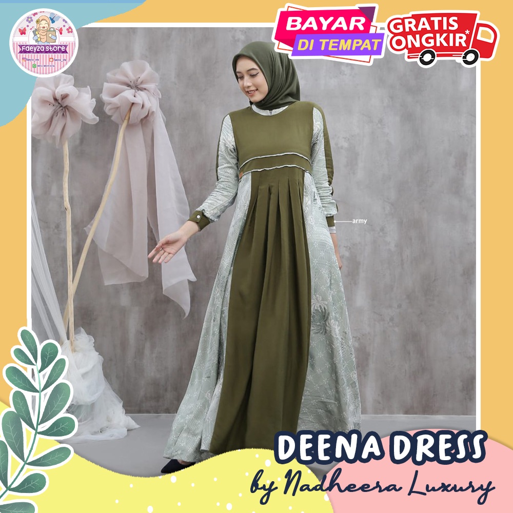 Deena Dress ORI by Nadheera Luxury Gamis Terbaru Rayon Nyaman dipakai Dress Wanita Muslim Kondangan