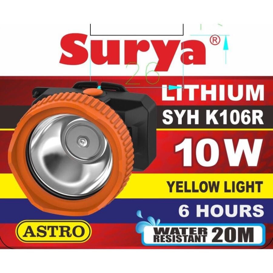 SURYA Senter Kepala SYH K106R - Head Lamp 10 Watt - Cahaya Kuning