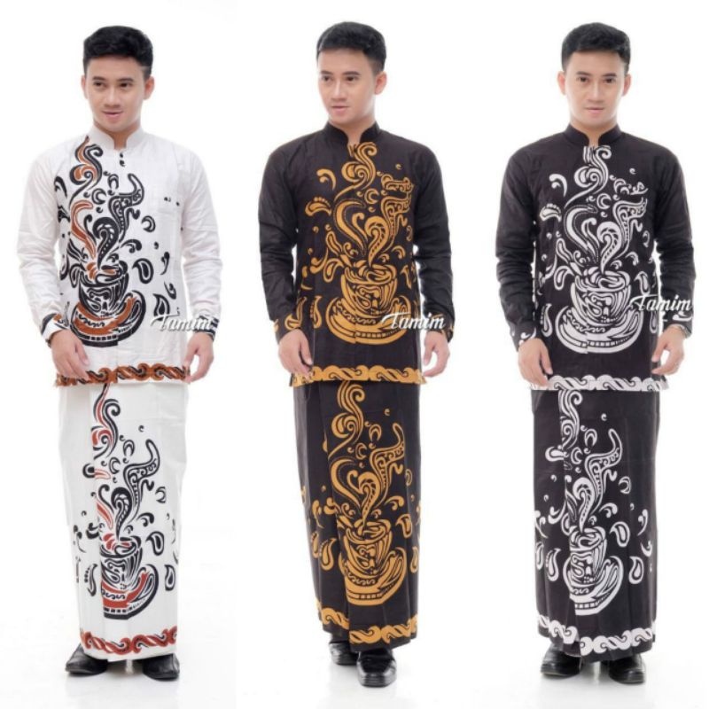 Setelan Busana Muslim Pria Sarung Batik Kopi Sarung Santri Keren Sarung Santri Millenial Baju Koko P
