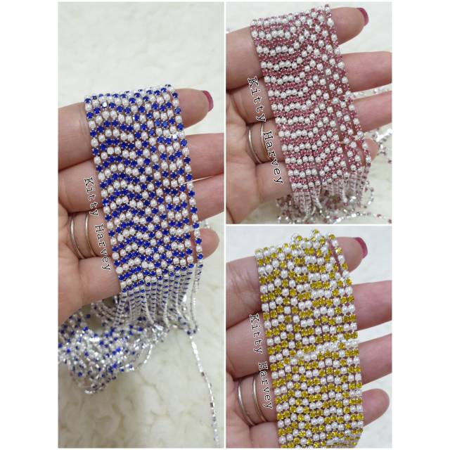 100cm Diamond String mix pearl ss6