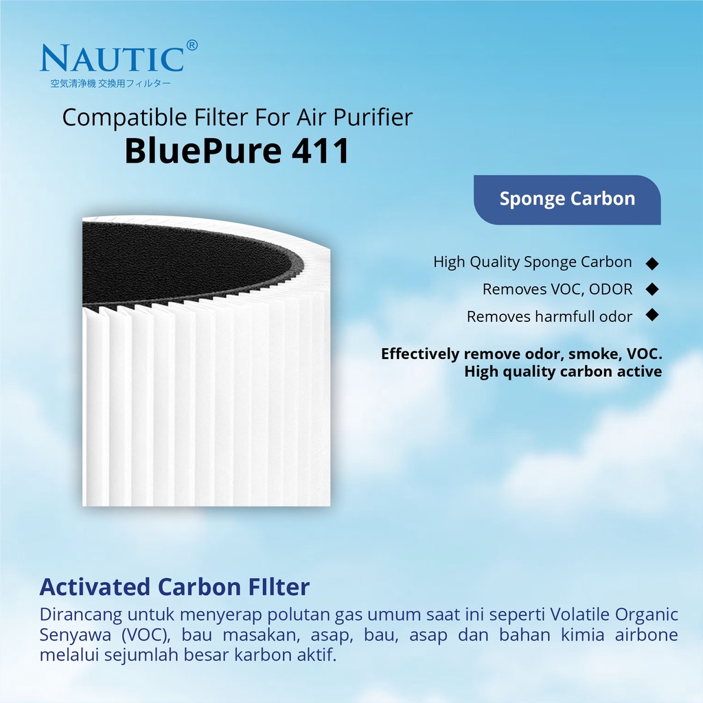 NAUTIC - Filter untuk Blu*air BluePure 411 Replacement Filter Blue Pure 411