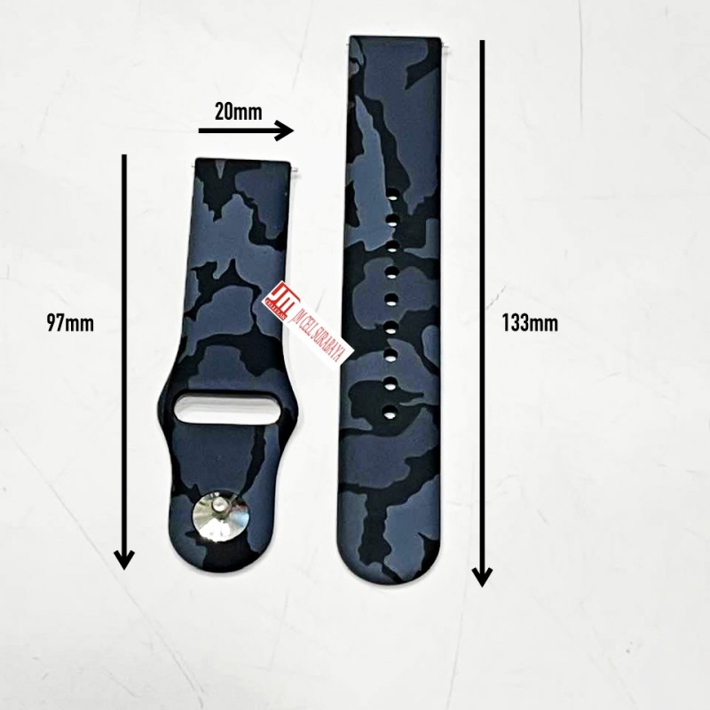 RMY Tali Jam 20mm Watch Strap Eggel Tempo 1 Tempo 2 - Camo Army Rubber Silikon