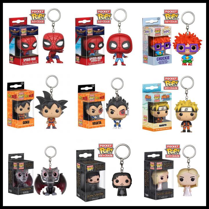 Funko Pop Keychain (Spiderman, Rugrats, Goku, Vegeta, Naruto, Got)