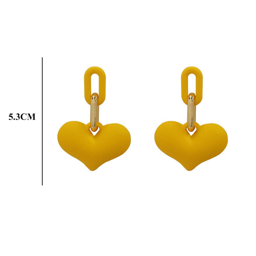 Needway Menjuntai Anting Lucu Indah Biru Cinta Hati Neon Gaya Kuning Resin Ear Studs