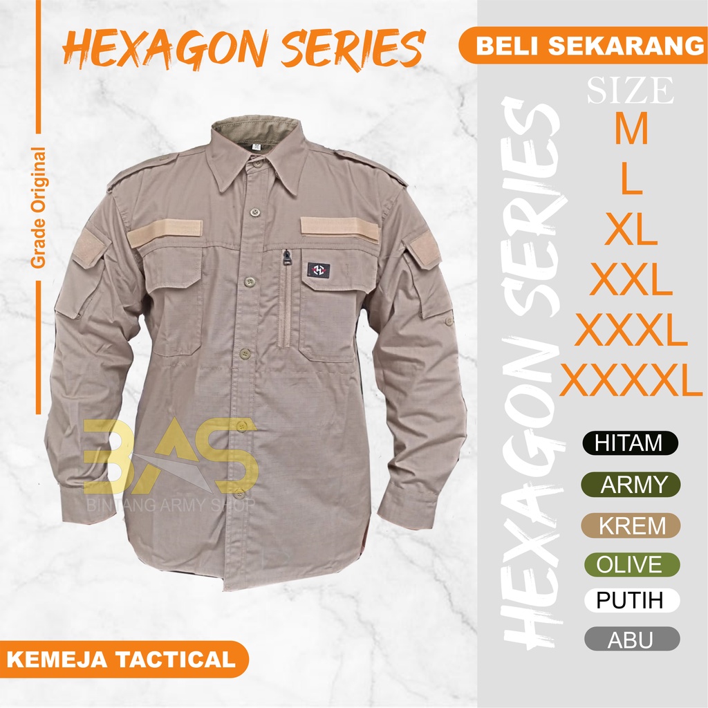 Kemeja Tactical Hexagon Lengan Panjang Lapangan Outdoor