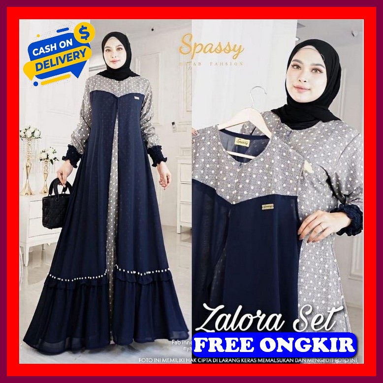 Gmis Muslimah Polos Gsmis Kondangan Pesta Gamis Remaja Kekinian Import   | Dress 2In1 Zalora Set
