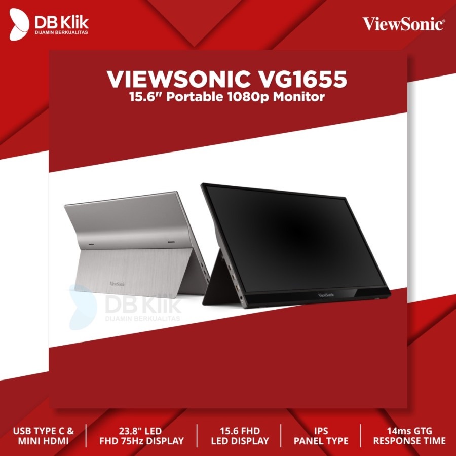 LED Monitor Vieswonic VG1655 15.6&quot; Portable FHD IPS Mini HDMI USB C