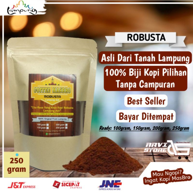 KOPI HITAM MANTAP COFFEE ROBUSTA BUBUK ASLI MURNI LAMPUNG MURAH NIKMAT 250 gram