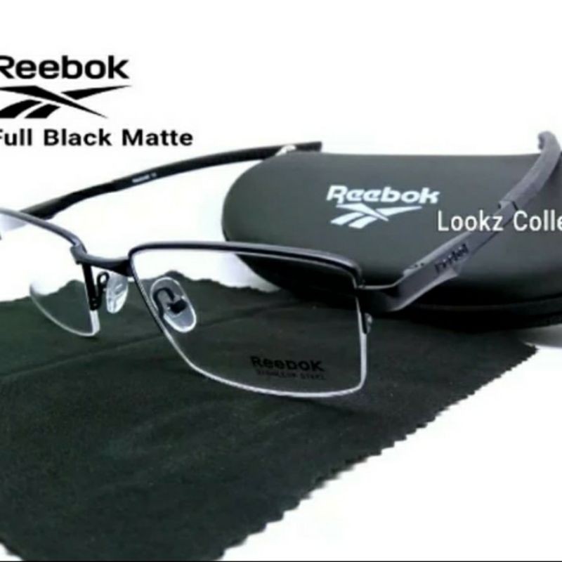 Frame Kacamata Minus Pria Titanium Half Sporty Reebok C1- Hitam