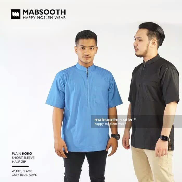 Casual Baju Koko Pria Dewasa Lengan Pendek Resleting Polos Terbaru - Putih, S