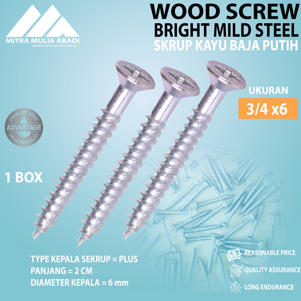 Sekrup Kayu CHW 3/4 inch x 6 / Skrup Wood Screw (A163)