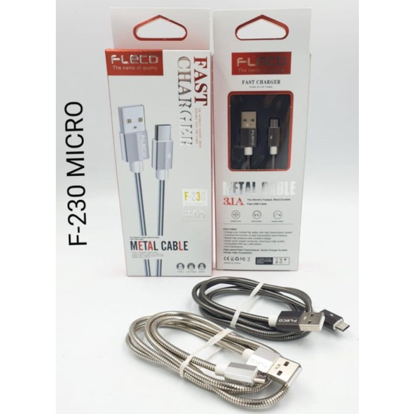 [F-230] Kabel Data Micro Usb Metal Fast Charging 3.1A By Fleco