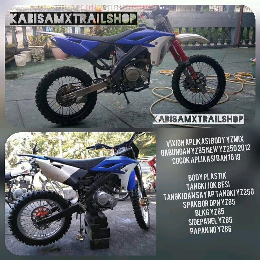 body trail vixion model yzmix yz85 dan yzf250 plastik tangki jok besi injeksi dan karbu