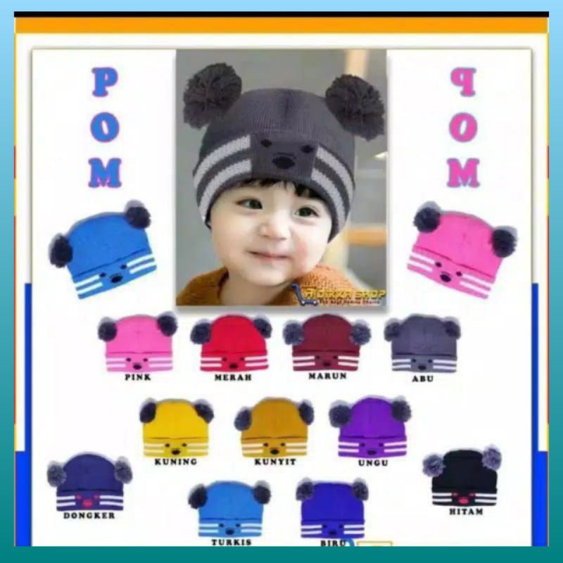 Topi Kupluk Pompom Koala Bayi Karakter Anak