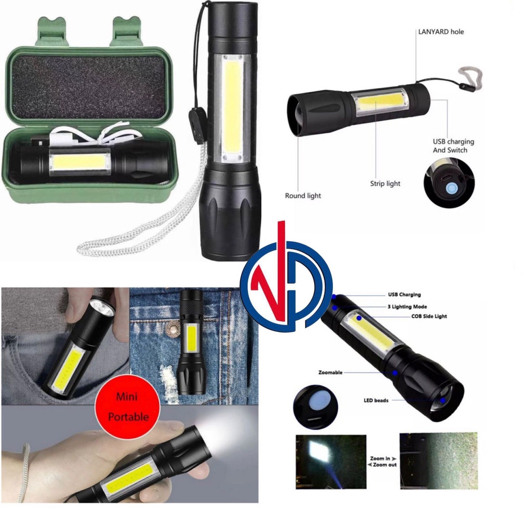SENTER SWAT MINI ZOOM SENTER POLICE LED MINI ZOOM CAS CHARGE 3 FUNGSI SENTER LED SENTER MINI LED VD