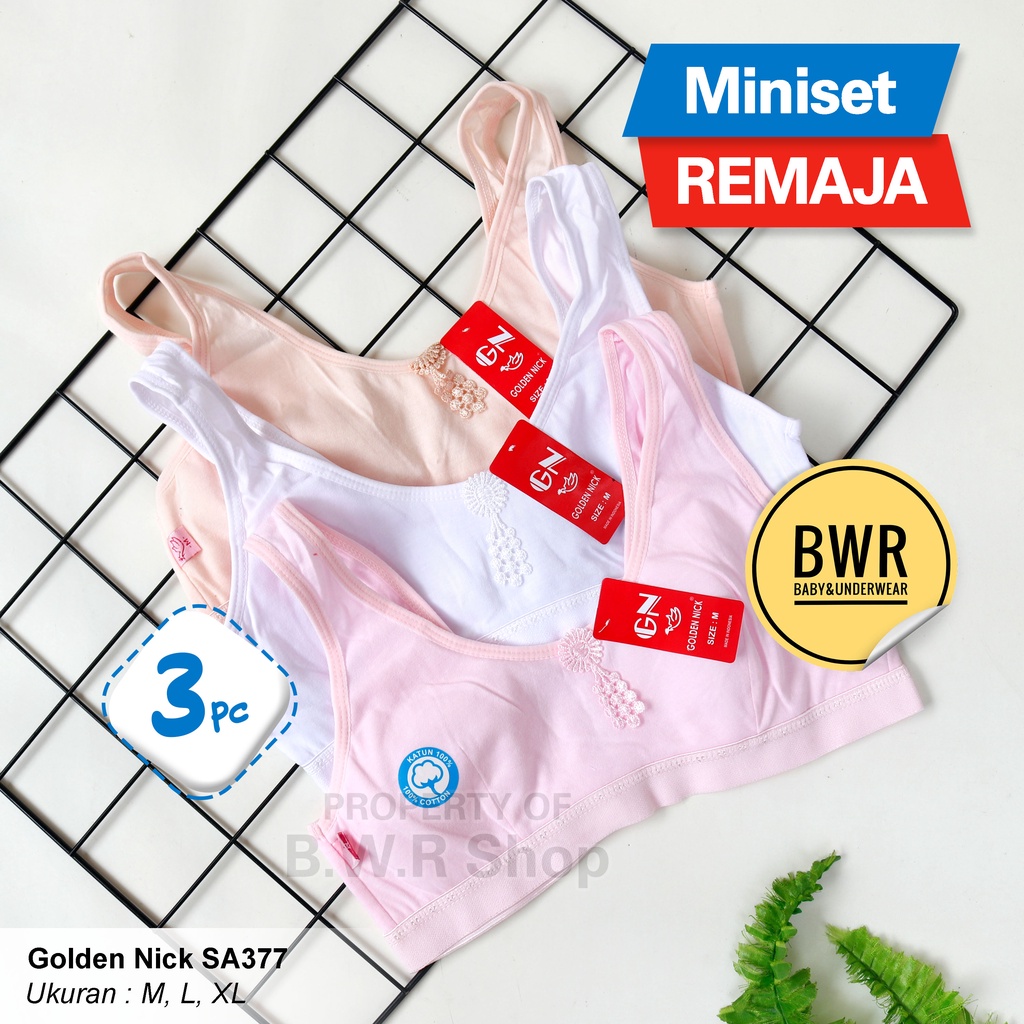 [ 3pc ] Miniset Remaja Golden Nick SA377 Berkancing | Miniset Anak Kait Kancing Bordir Bunga