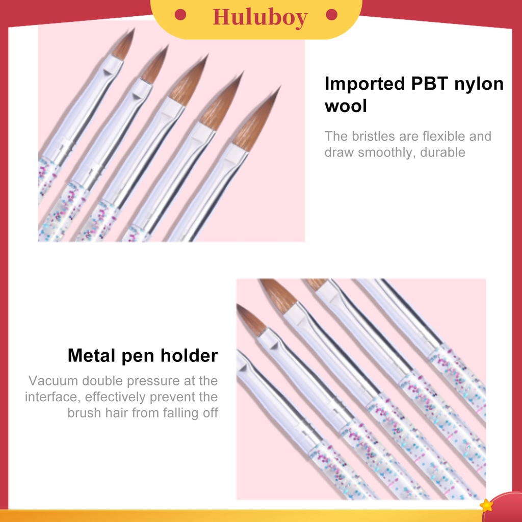 Huluboy Huluboy♡ 5pcs / Set Brush Nail Art Multifungsi Ujung Lembut Ultra Tipis Untuk Manicure DIY