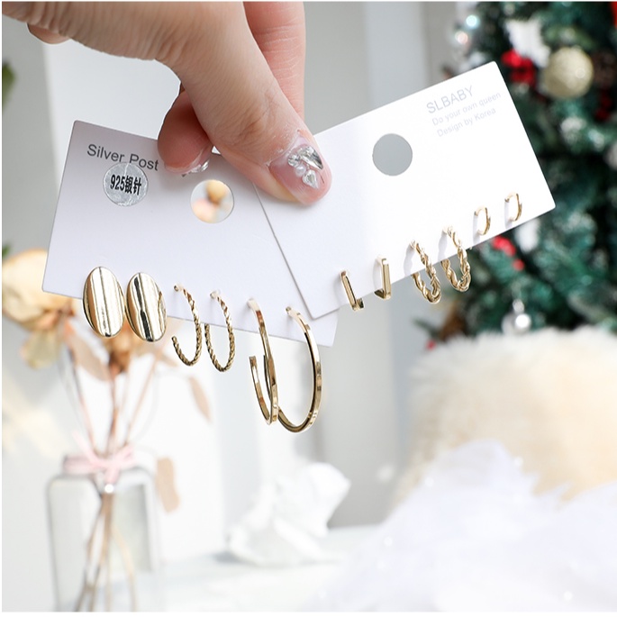 Anting Stud Kombinasi Bahan 925 Silver Logam