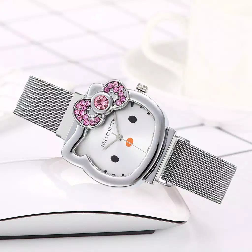 Jam Tangan Anak-Anak HK-165 Karakter Hello Kitty Quartz Berlian Strap Magnet