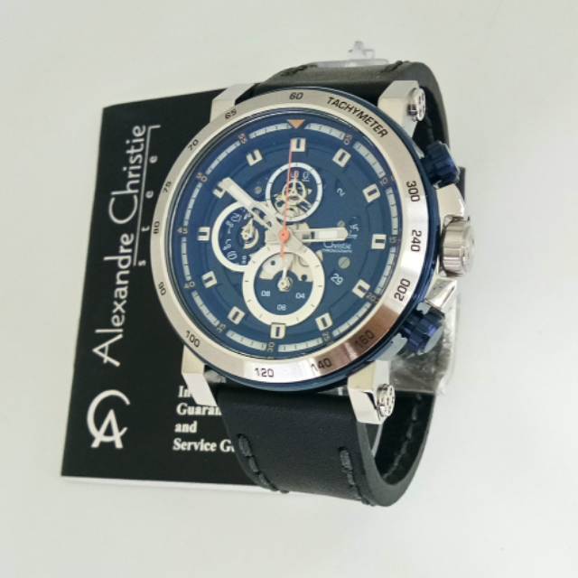 Jam Alexandre Christie AC 6429 MC black silver blue. Jam tangan pria