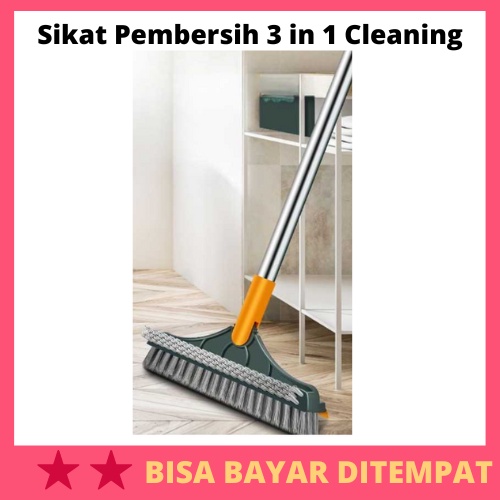 Sikat Pembersih 3 in 1 Cleaning Brush Broom Mop Cleaner / Alat Sikat Sapu Air Pel Pembersih Dorong L