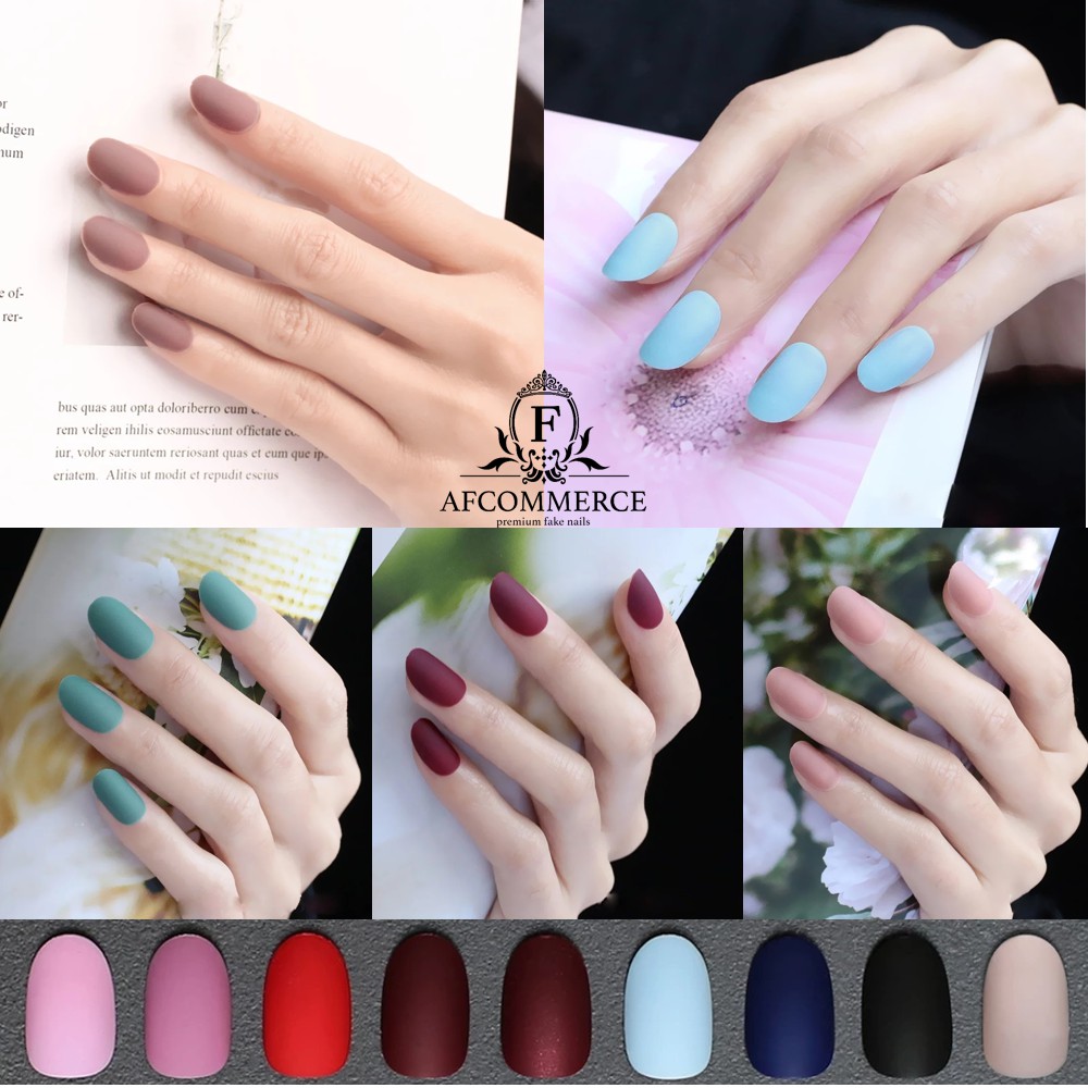 KUKU PALSU FAKE NAILS MATTE OVAL STYLE  24PCS BAG 2