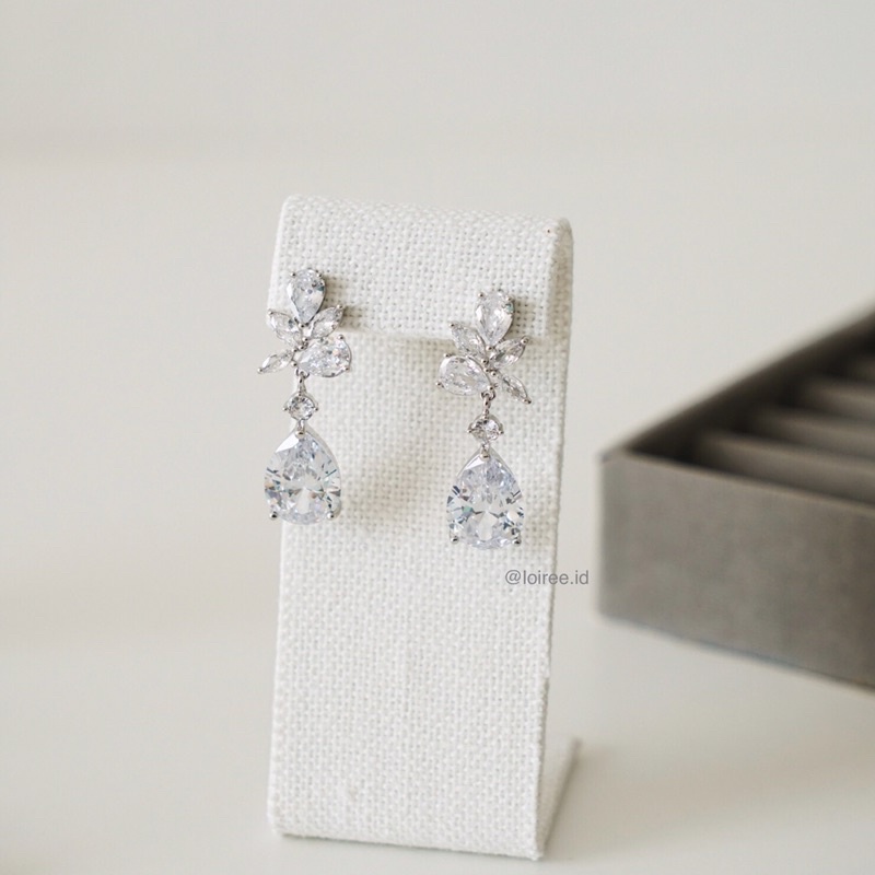 WINSTON | Wedding Collection - Zirconia Dangle Stud Earrings - Anting Bridal Tusuk Wanita Korea