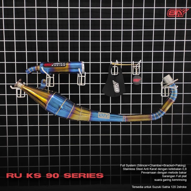 Knalpot Satria 2tak Lumba Hiu Model Kolong Samping Stainless Bluemoon Eighty 8TY