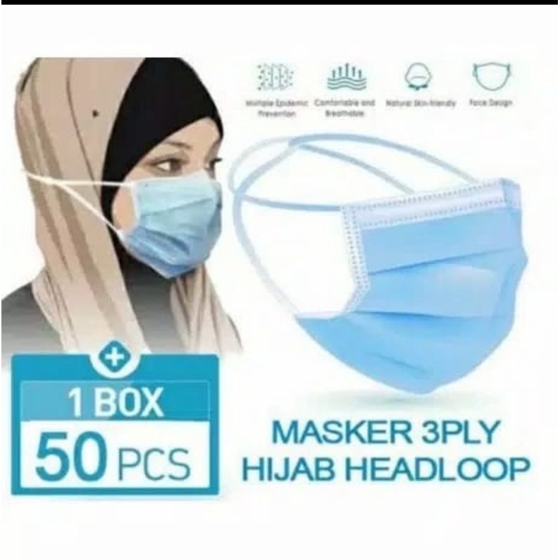 MASKER HEADLOOP dan EARLOOP BIRU GROSIR MURAH MURAH