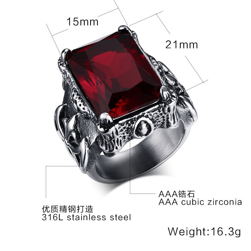 Cincin Pria Cowok Titanium 316L Anti Karat Batu Import CP017 punk series