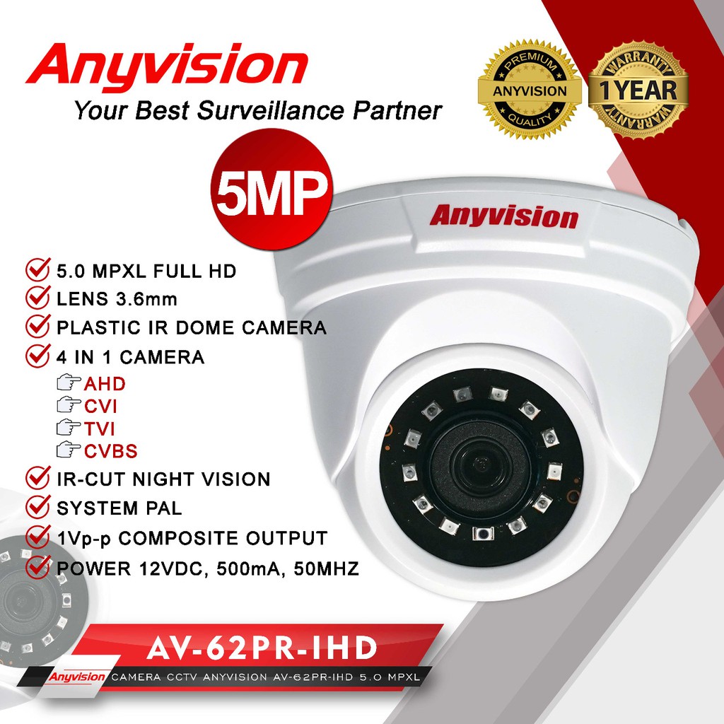 Kamera CCTV 5.0MP Anyvision Indoor dan Outdoor Camera 4in1 CVI TVI AHD CVBS