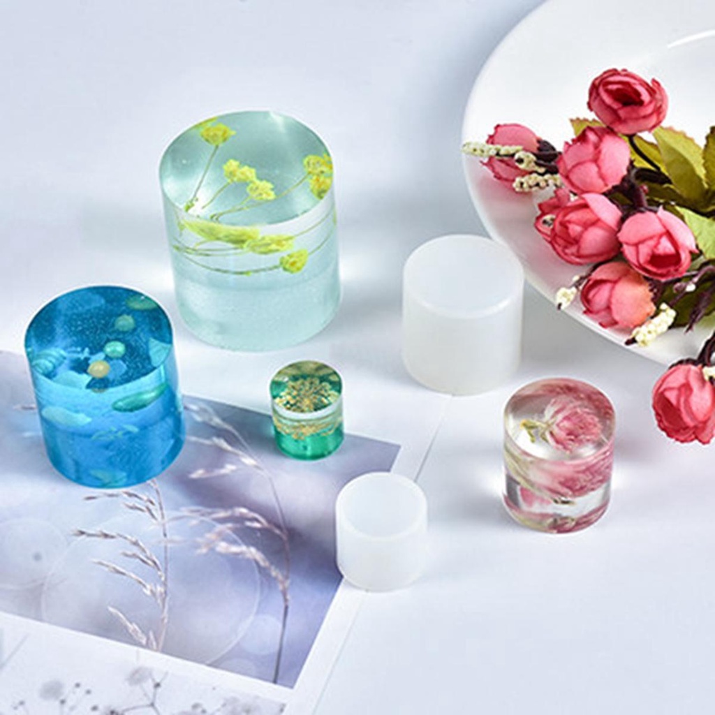 [Elegan] Cetakan Resin Casting DIY Craft Kristal Lem Silinder Silikon Membuat Perhiasan Alat