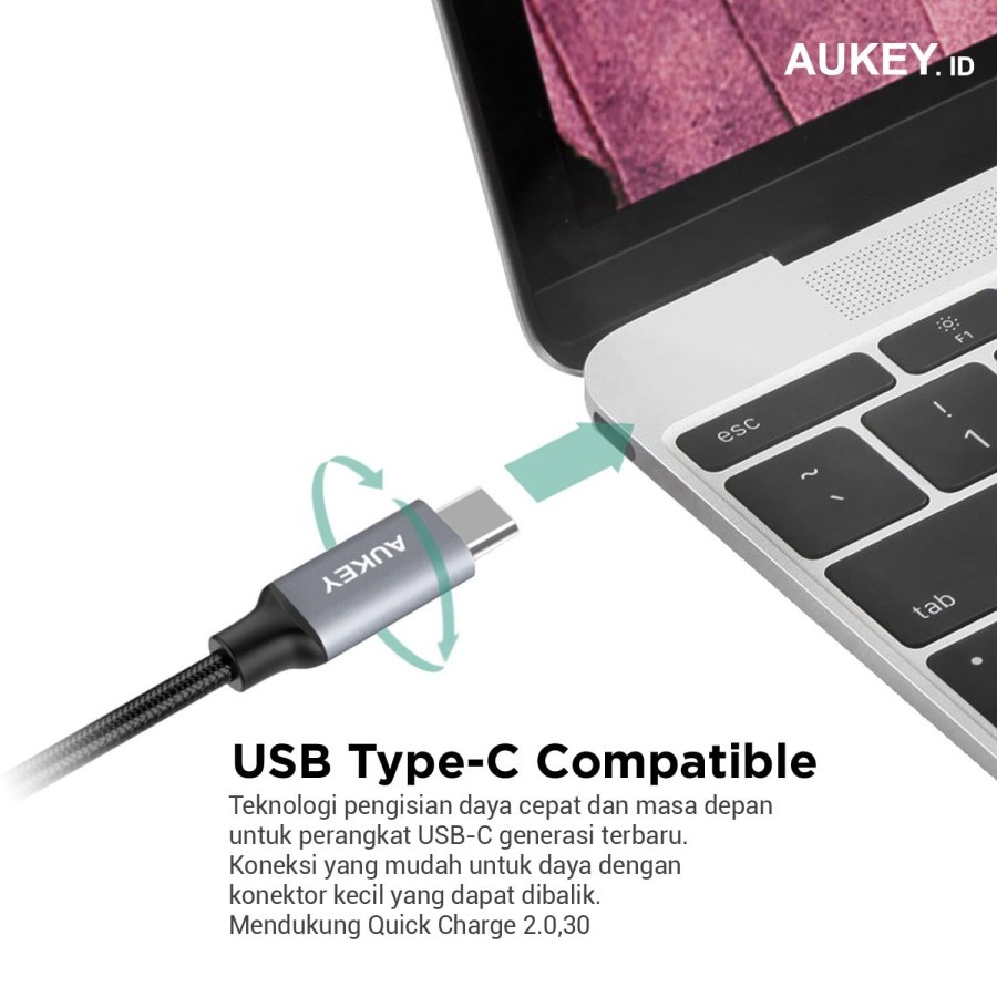 Aukey Cable CB-CD2 1M Braided USB 3.0 A to USB C - 500093