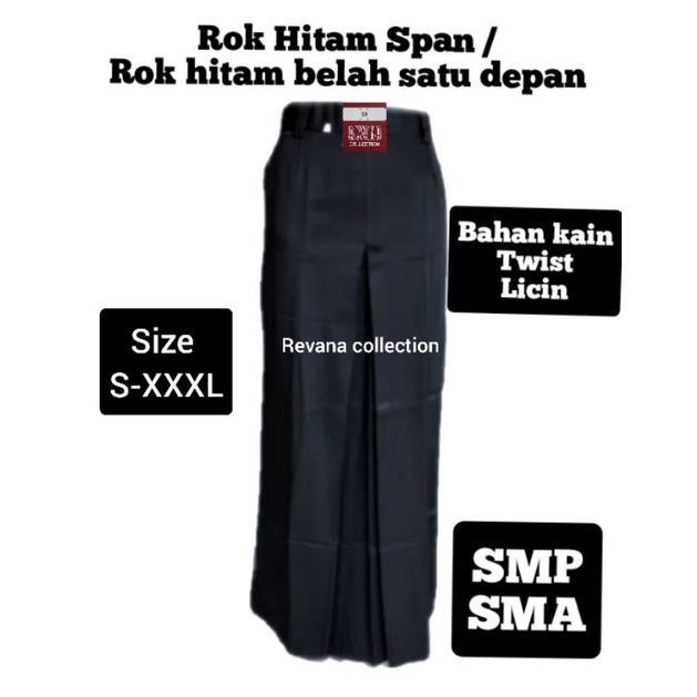 Rok Hitam Span rempel satu panjang SMP/SMA bahan kain twist licin