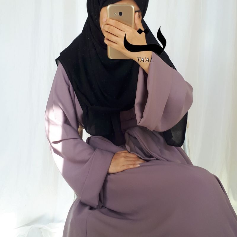 Gamis abaya turkey polos hitam wanita busui simpel terbaru cantik