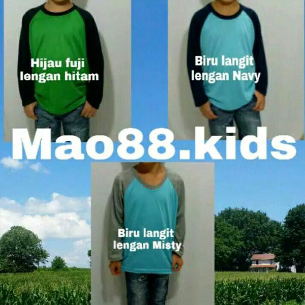 Kaos Raglan anak2 polosan lengan panjang