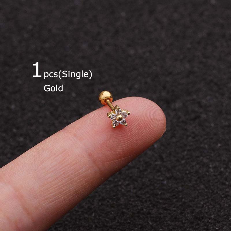 1piece Flower 20G Earrings Cartilage Tragus Helix Piercing 6mm Length