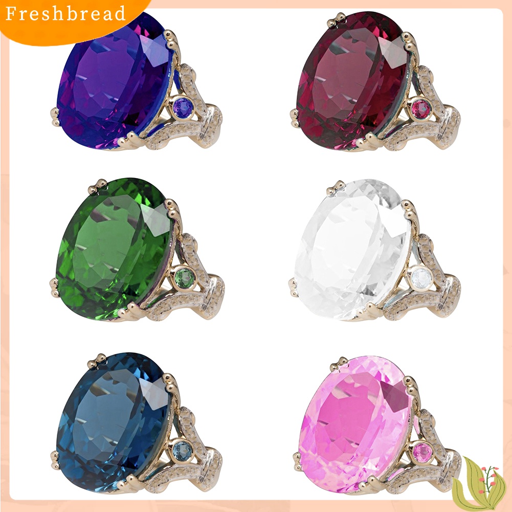 [TERLARIS]Women Big Faux Topaz Finger Ring Fashion Party Wedding Club Jewelry Hollow Gift