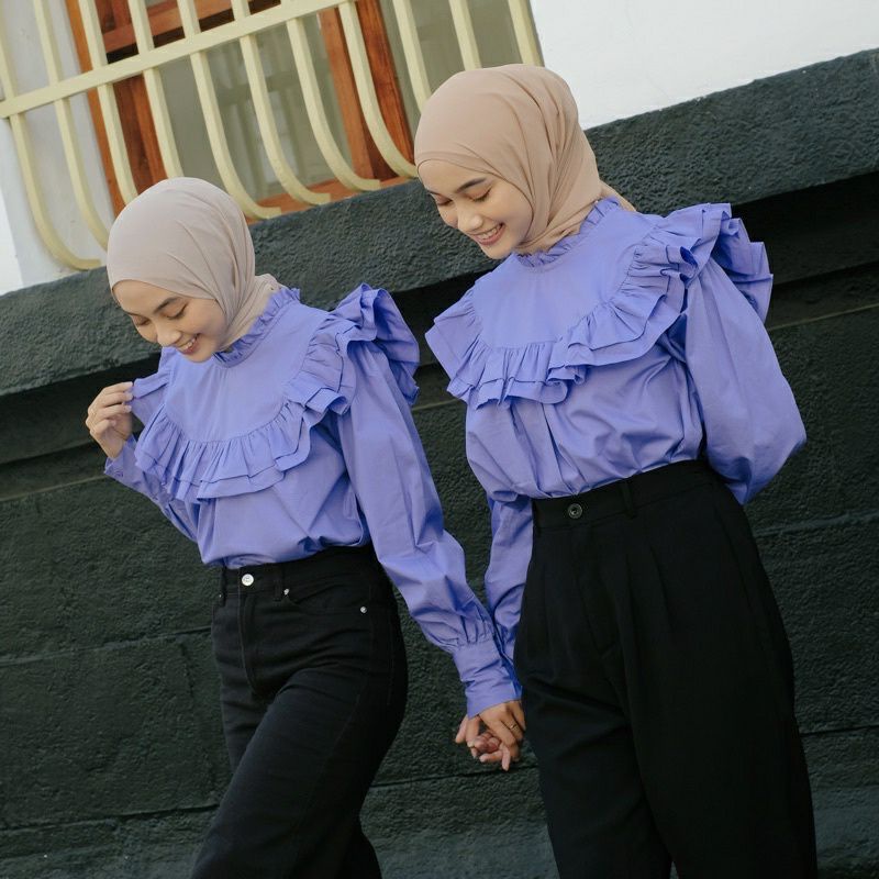 Rosie Blouse Kemeja Outfit Hijab Wanita Blus Renda