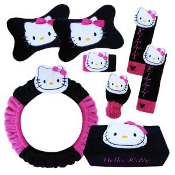 Bantal Mobil 6 in 1 Extra Premium Hello Kitty Black