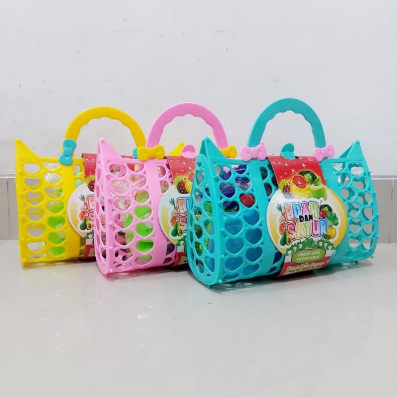 Mainan Set Keranjang Buah Potong &amp; Sayur Masak Masakan Anak Perempuan Cewek