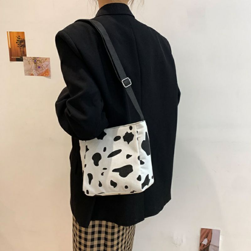 dem_sare / DS156 AMICOW Tas Selempang Wanita Tas Selempang Kanvas Mini Motif Cow Sling Bag Tas Selempang Mini