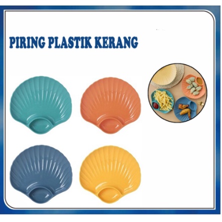 Piring Plastik Model Kerang / Piring Kerang Shell Plate Kue Roti 2in1 Tempat Saos Kecap