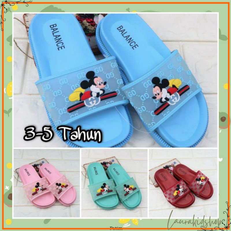 Sandal Karakter Anak Perempuan Import 3-5 Tahun Selop Mickey