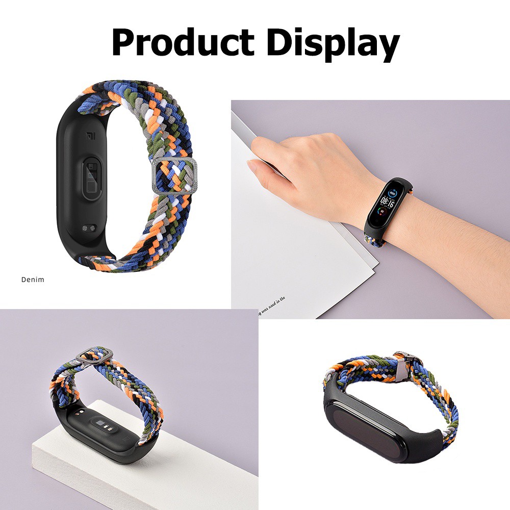 Mi Band 3 4 5 6 7 Nylon Braided Elastic Buckle Wrist Strap Xiaomi Band Colorful Strap